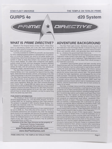Gurps 4e The Temple on Terilek Prime Directive, by Staff