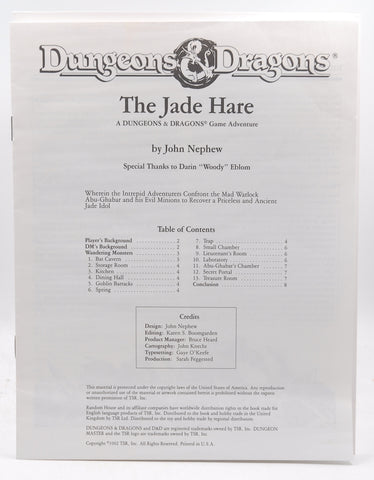 The Jade Hare TSR Dungeons & Dragons, by John Nephew