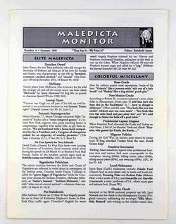 Maledicta Monitor Number 4 Summer 1991, by Reinhold Aman  