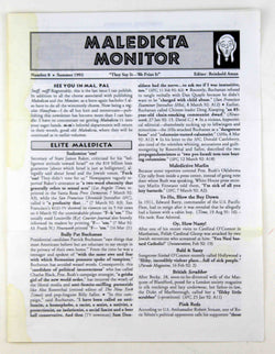 Maledica Monitor Number 8 Summer 1992, by Reinhold Aman  