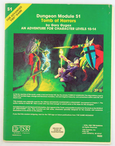 AD&D S1 Tomb of Horrors VG, by Gary Gygax  