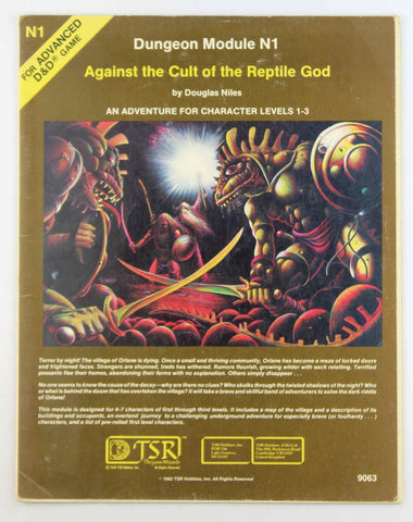 Against the Cult of the Reptile God: An Adventure for Character, Levels 1-3 (Advanced Dungeons & Dragons Module, No. N1), by Niles, Douglas  