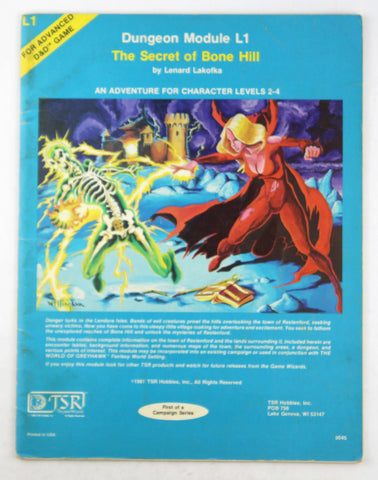 AD&D L1 The Secret of Bone Hill G+, by Lenart Lakofka  