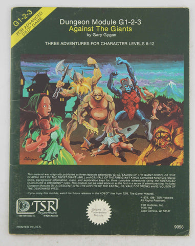 G1-2-3 AD&D Against the Giants TSR Lvl 8-12 VG, by Gary Gygax  