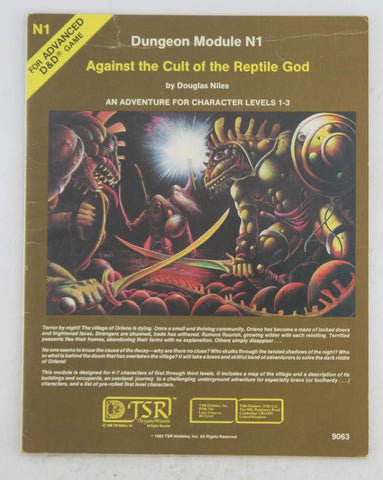 AD&D N1 Against the Cult of the Reptile God VG+, by Niles  