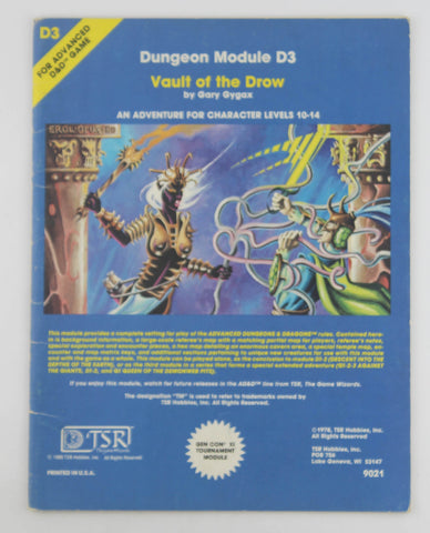 AD&D D3 Vault of the Drow VG, by Gygax  