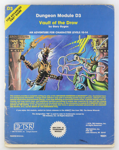 Dungeon Module D3 - Vault of the Drow (Adv. Dungeons & Dragons, D3), by Gary Gygax  
