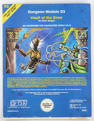 AD&D D3 Vault of the Drow Mild Staining, by Gary Gygax  