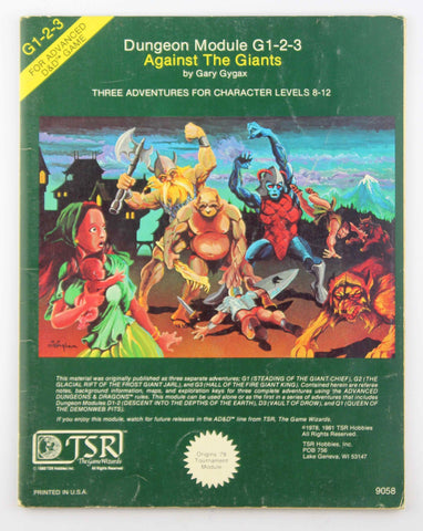 G1-2-3 AD&D Against the Giants VG, by Gary Gygax  