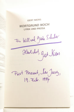 Wortgrund noch. Lyrik und Prosa. Deutschschreibende Autoren in Nordamerika, vol. 4., by NIERS, GERD Signed 