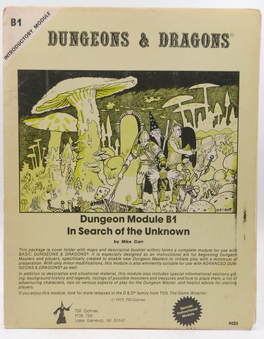 D&D B1 In Search of the Unknown Monochrome, by Mike Carr  