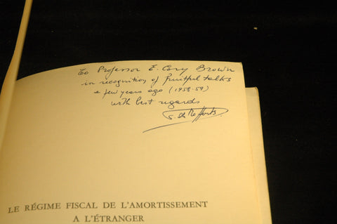 Le Regime Fiscal de L'Amortissement a L'Etranger (Collection Scientifique de la Faculte de Droit de L'Ujniversite de Liege, 25), by Stanislas de Moffarts d'Houchenee Signed 